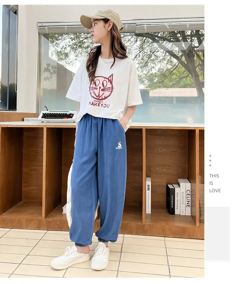 Girls Blue Cotton Trousers Summer Wear Large — feature 12
