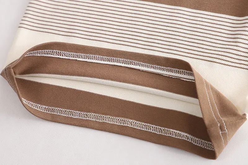 Children Striped Shorts Set Brown Cream Cotton Summer Suit — feature 10
