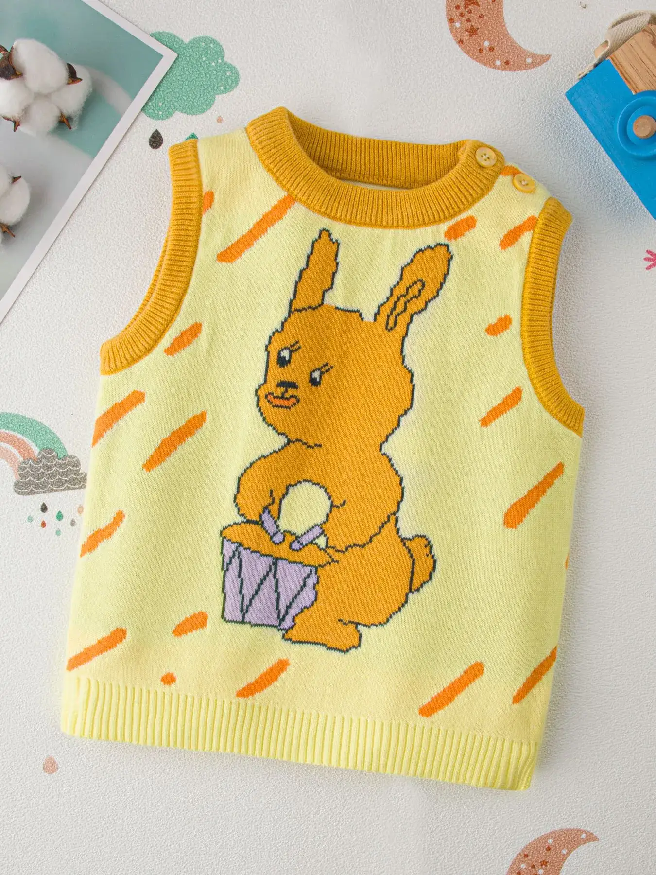 Green Bunny Knitted Vest for Kids - Image 3