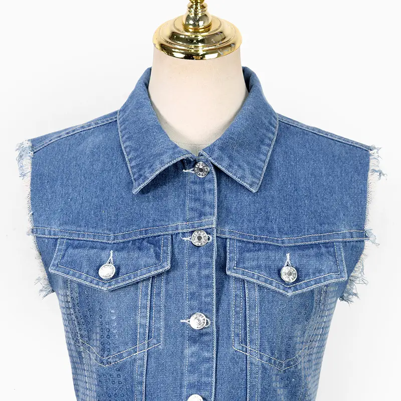 Denim Vest & Coat Set Retro Style Two Piece Suit — feature 13