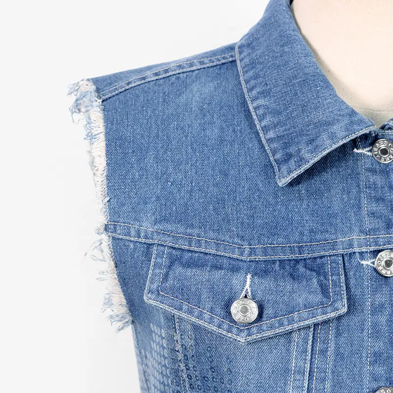 Denim Vest & Coat Set Retro Style Two Piece Suit — feature 14