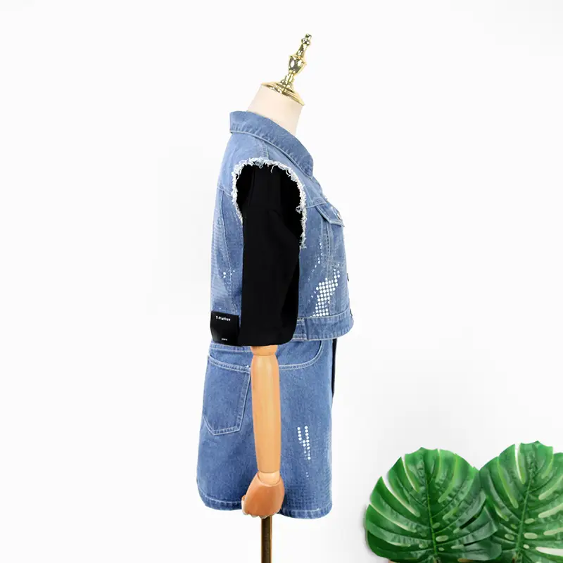 Denim Vest & Coat Set Retro Style Two Piece Suit — feature 6
