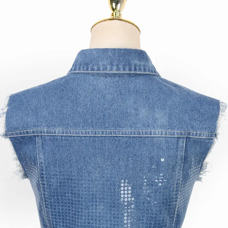Denim Vest & Coat Set Retro Style Two Piece Suit — feature 9