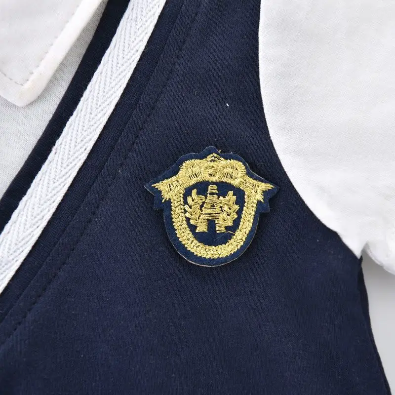 Baby Navy Blue Bowtie One-Piece Summer Outfit — feature 6