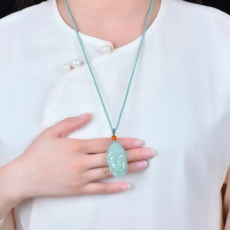 Brazil Green Jade Guanyin Pendant for Men Women - Image 3