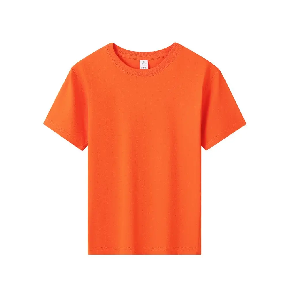 180g Pure Cotton Kids T-Shirt Orange Short Sleeve - Image 6
