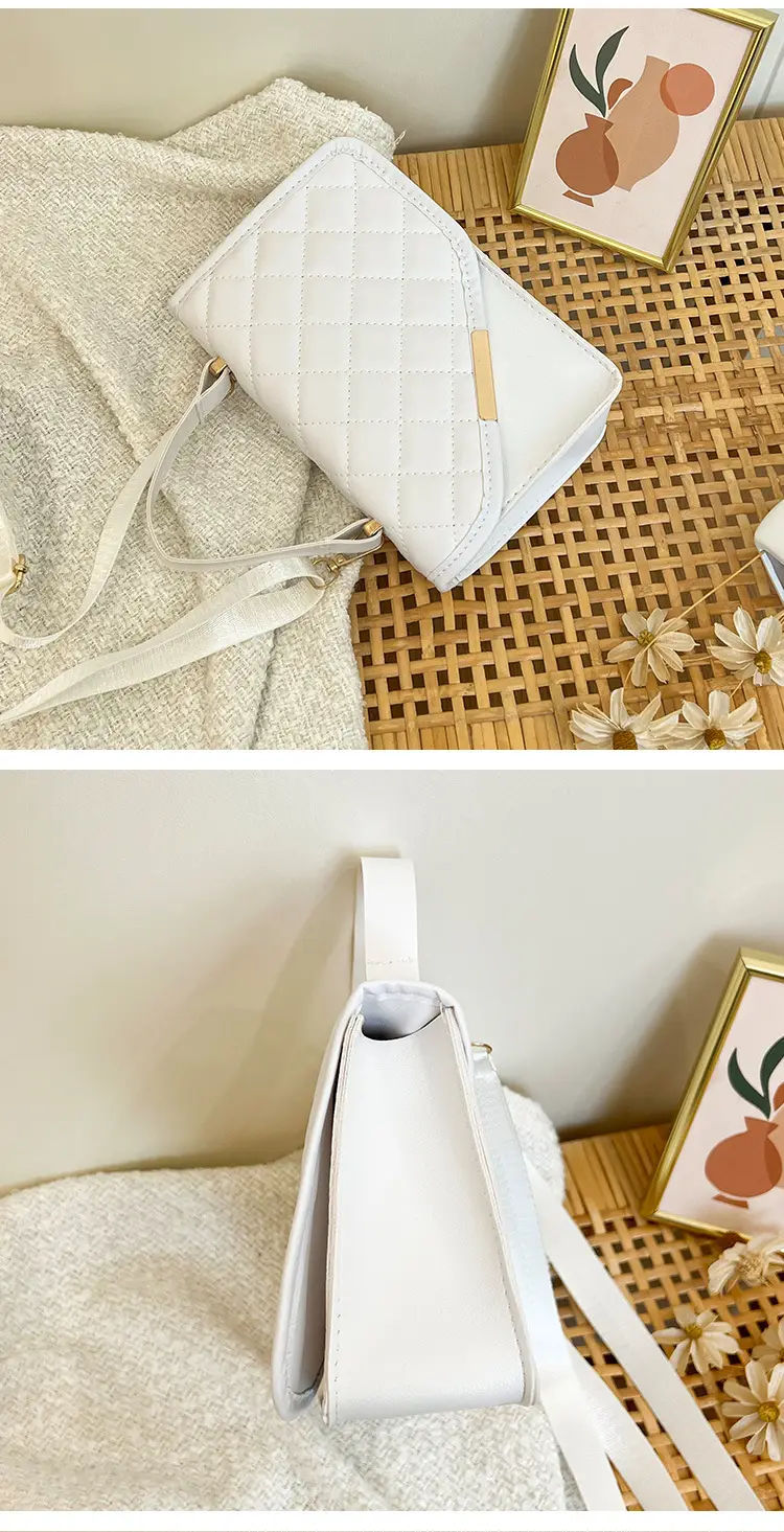 2023 Rhombus Embroidered Crossbody Bag Beige Gold — feature 20