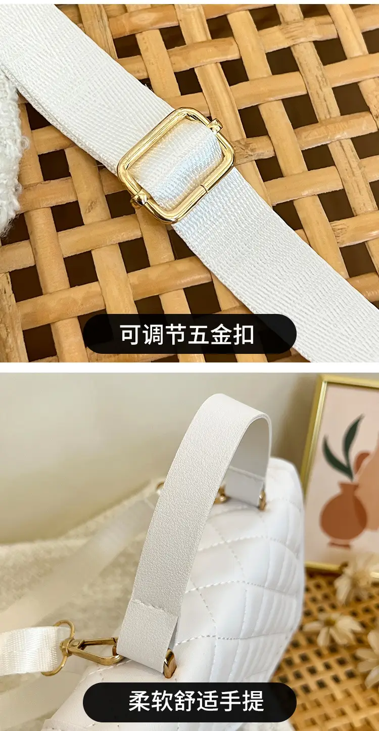 2023 Rhombus Embroidered Crossbody Bag Beige Gold — feature 23