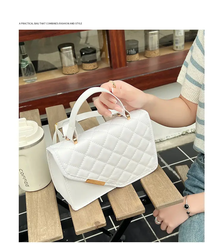2023 Rhombus Embroidered Crossbody Bag Beige Gold — feature 9