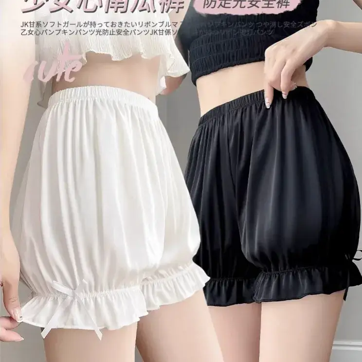 Women Heart Print Ice Silk Leggings White Shorts Set