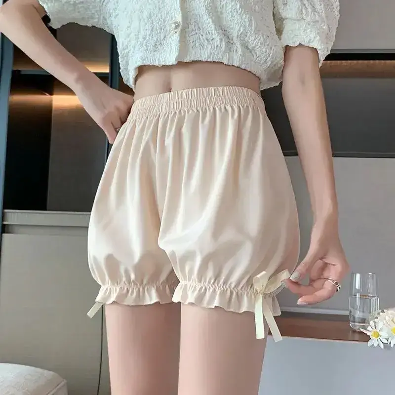 Women Heart Print Ice Silk Leggings White Shorts Set