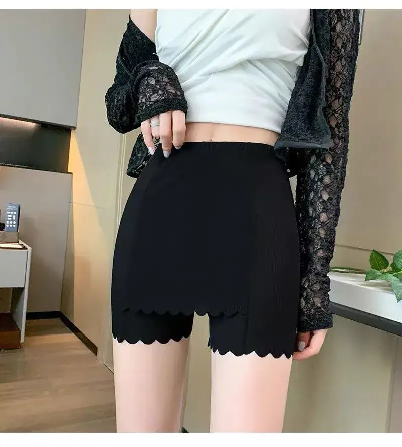 Women Heart Print Ice Silk Leggings White Shorts Set