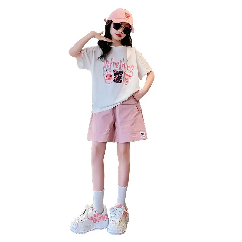 Girls Summer 2-Piece Short Sleeve Shorts Set Mint Green