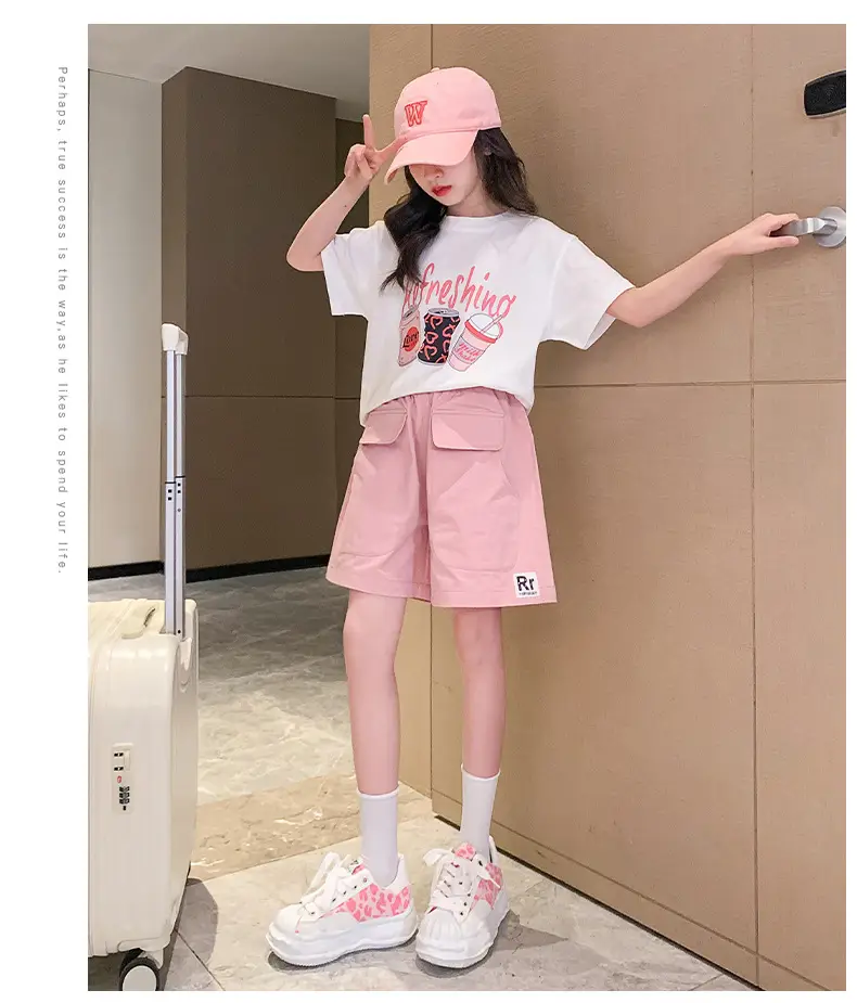Girls Summer 2-Piece Short Sleeve Shorts Set Mint Green — feature 11
