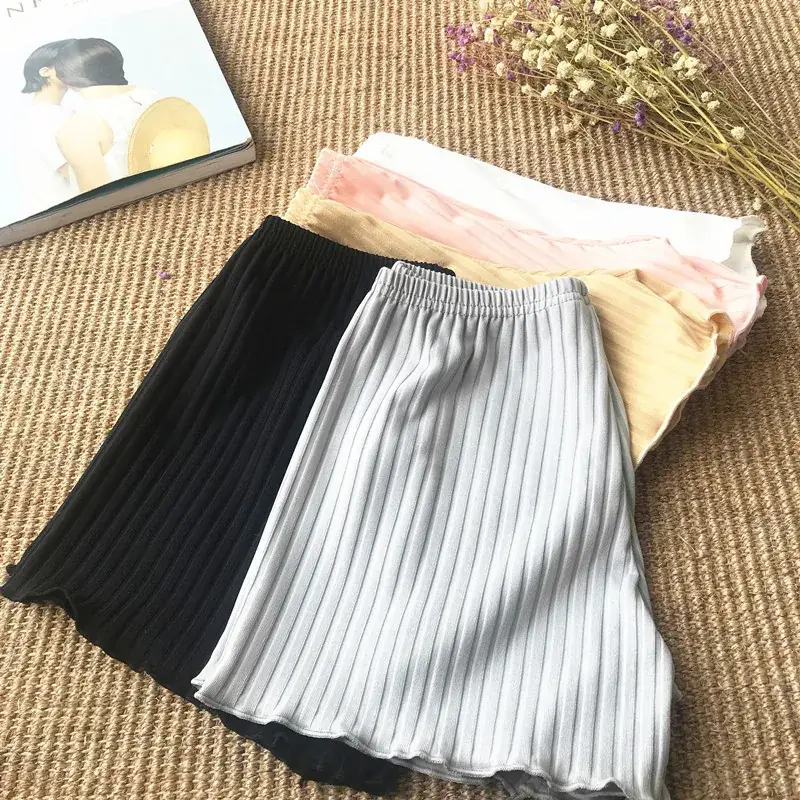 Women's Navy Blue Vertical Strip Wave Shorts - Image 9