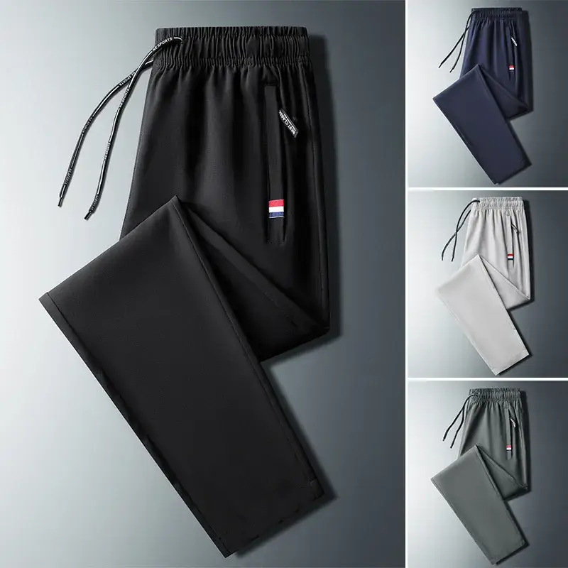 Men's Black Cross-border Sports Pants Thin Breathable Plus Size - Image 9