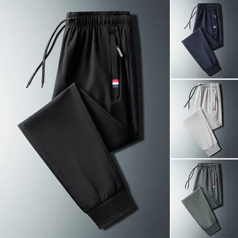 Men's Black Cross-border Sports Pants Thin Breathable Plus Size - Image 10