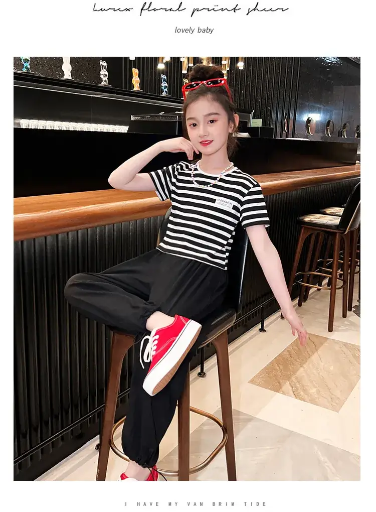 Girls Cotton Striped Shorts Set Medium to XL — feature 20
