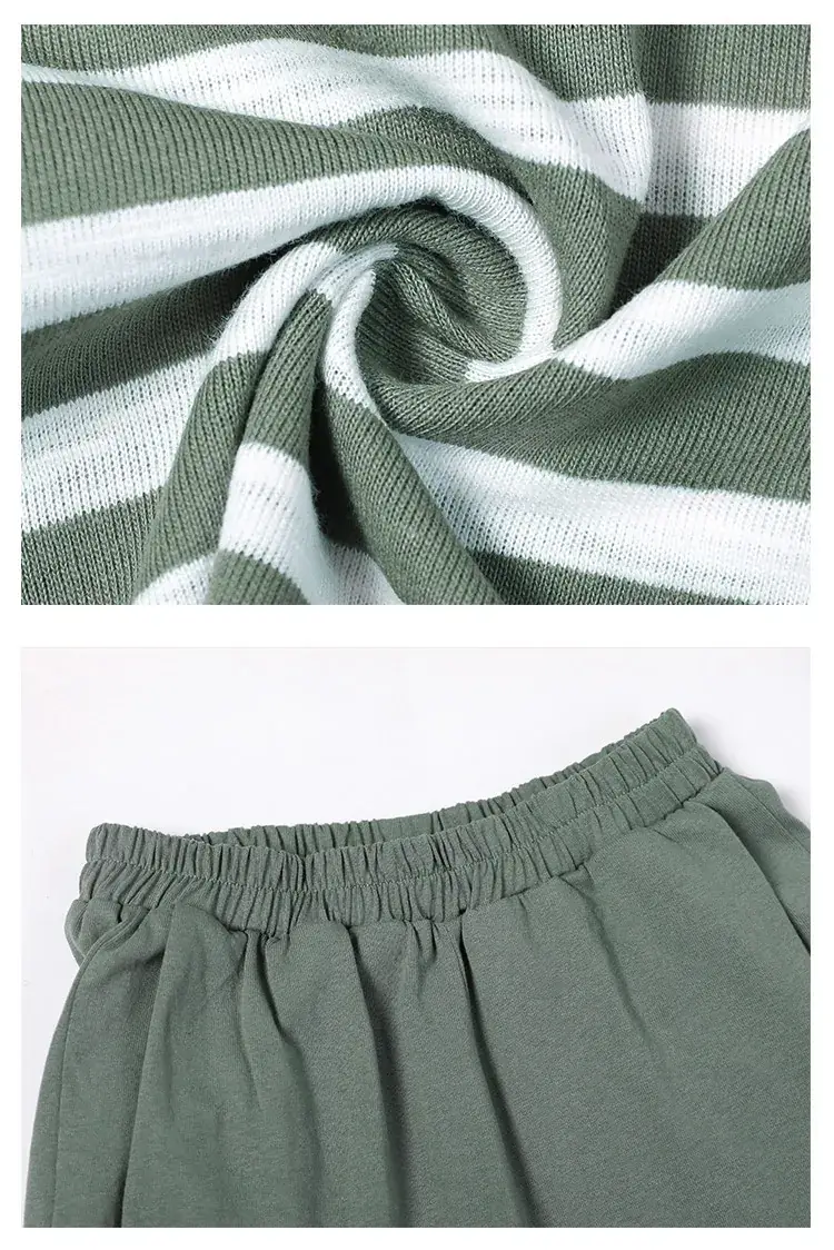 Girls Cotton Striped Shorts Set Medium to XL — feature 23