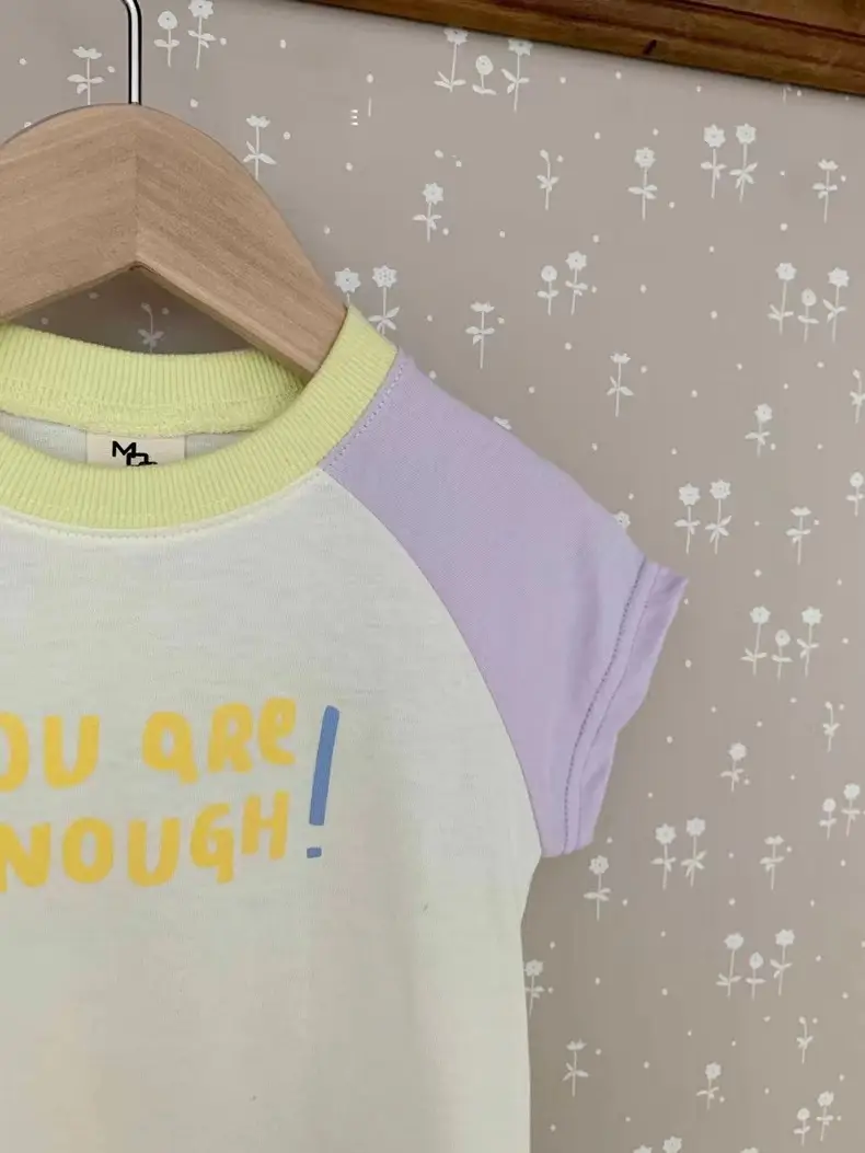 Korean-style Ins Baby Summer Three Color Letter Top Round Neck Set — feature 4
