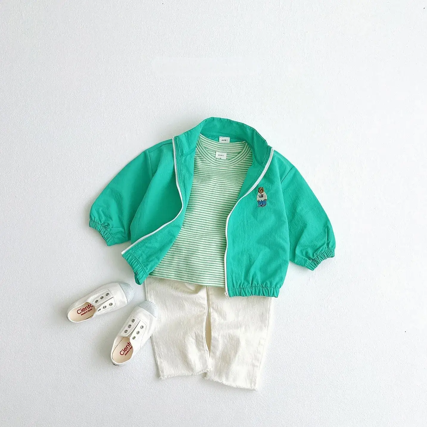 White Zipper Jacket for Boys Girls Baby Sun Protection - Image 2