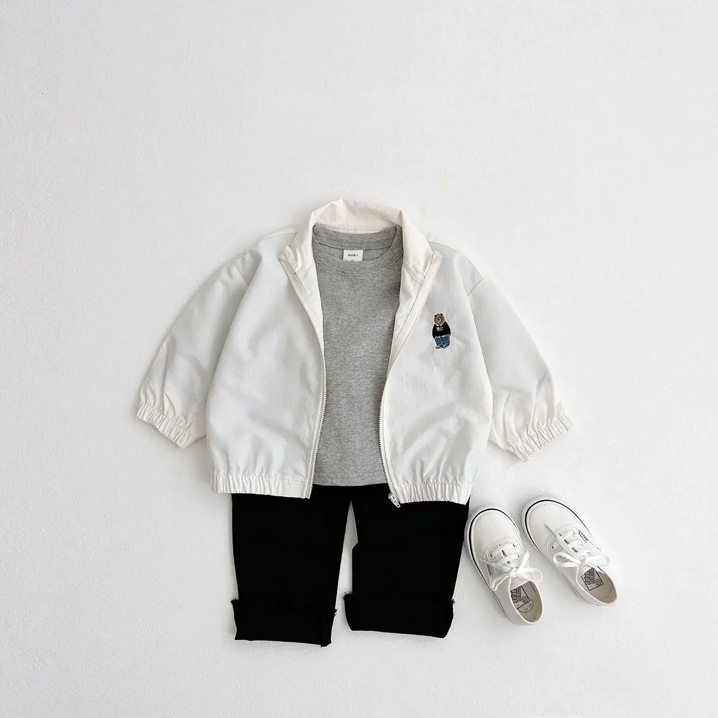 White Zipper Jacket for Boys Girls Baby Sun Protection - Image 3