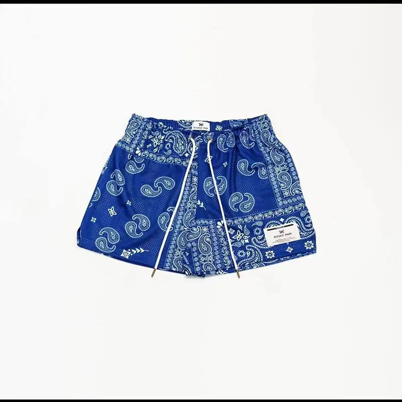 Brown Paisley Drawstring Shorts for Men Women Large - Image 11