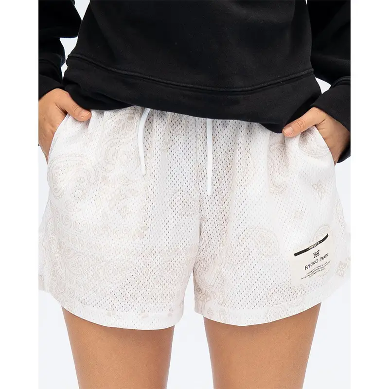 Brown Paisley Drawstring Shorts for Men Women Large — feature 23