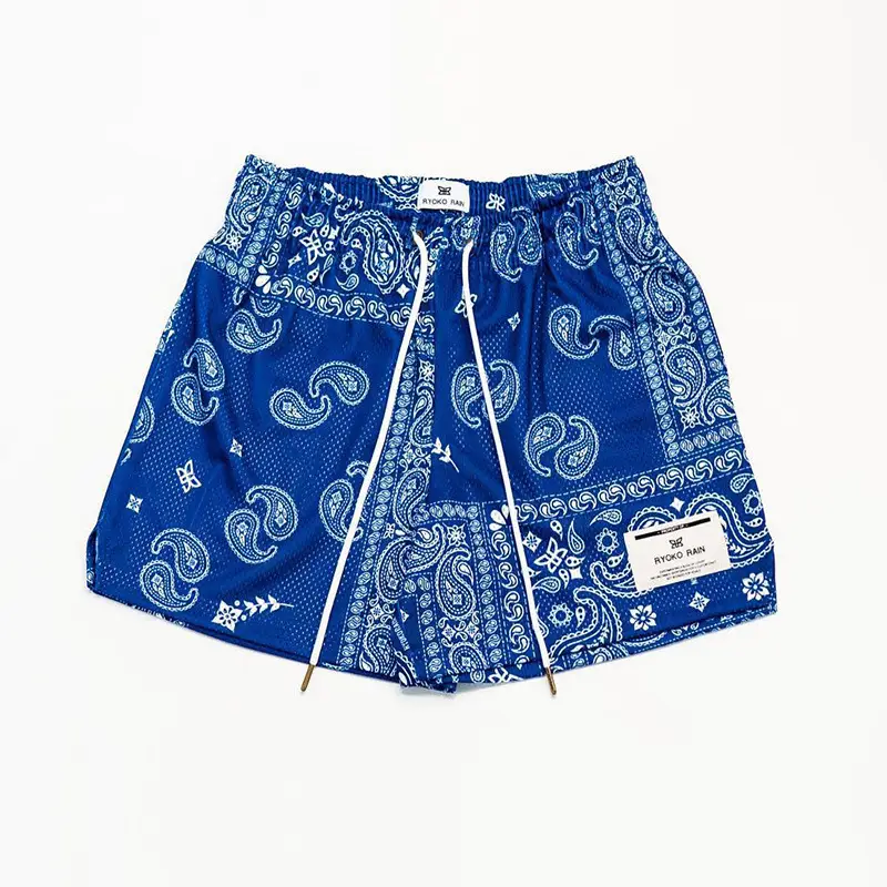 Brown Paisley Drawstring Shorts for Men Women Large — feature 6