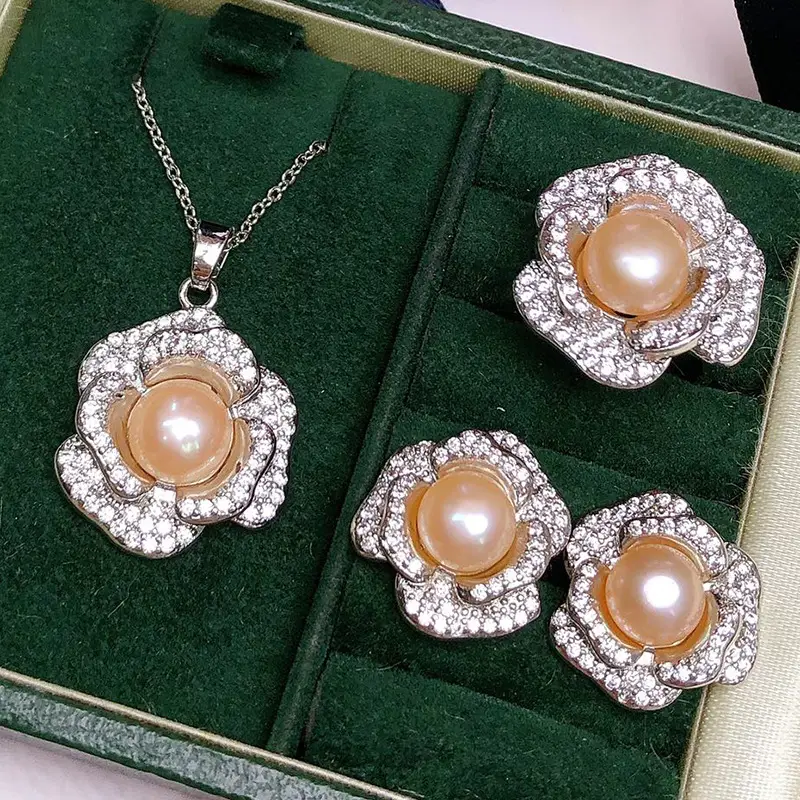 Freshwater Pearl Necklace Set 3-Piece Elegant Jewelry - Image 7