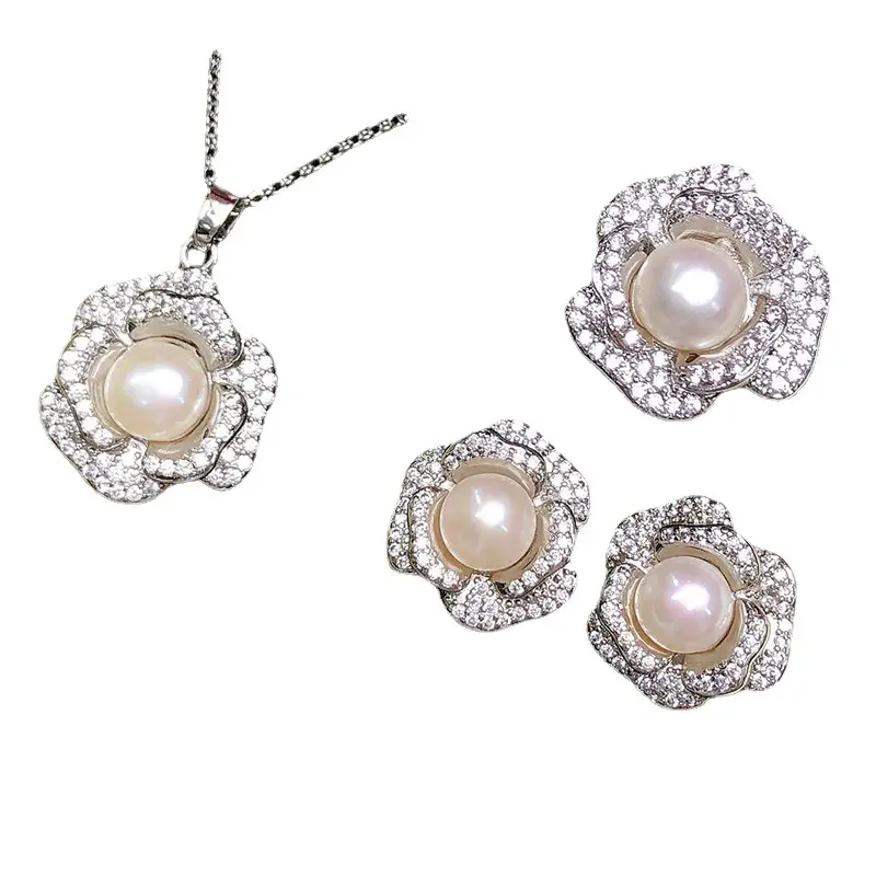Freshwater Pearl Necklace Set 3-Piece Elegant Jewelry - Image 10