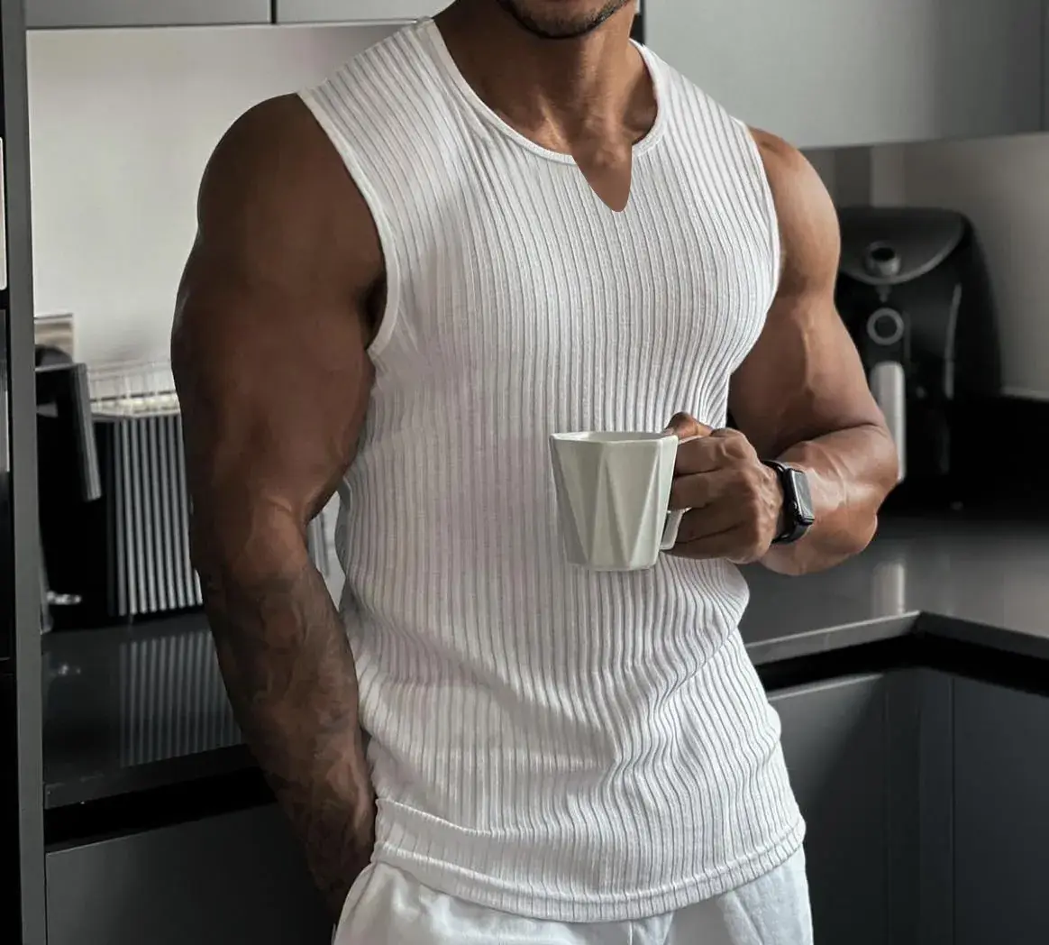 Men's Black Knitted Slim Fit Vest with V-Neck — feature 8