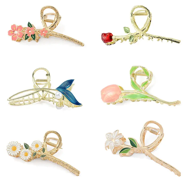 Korean Tulip Hair Clip Set Gold Alloy Women's Hair Accessories - Image 28