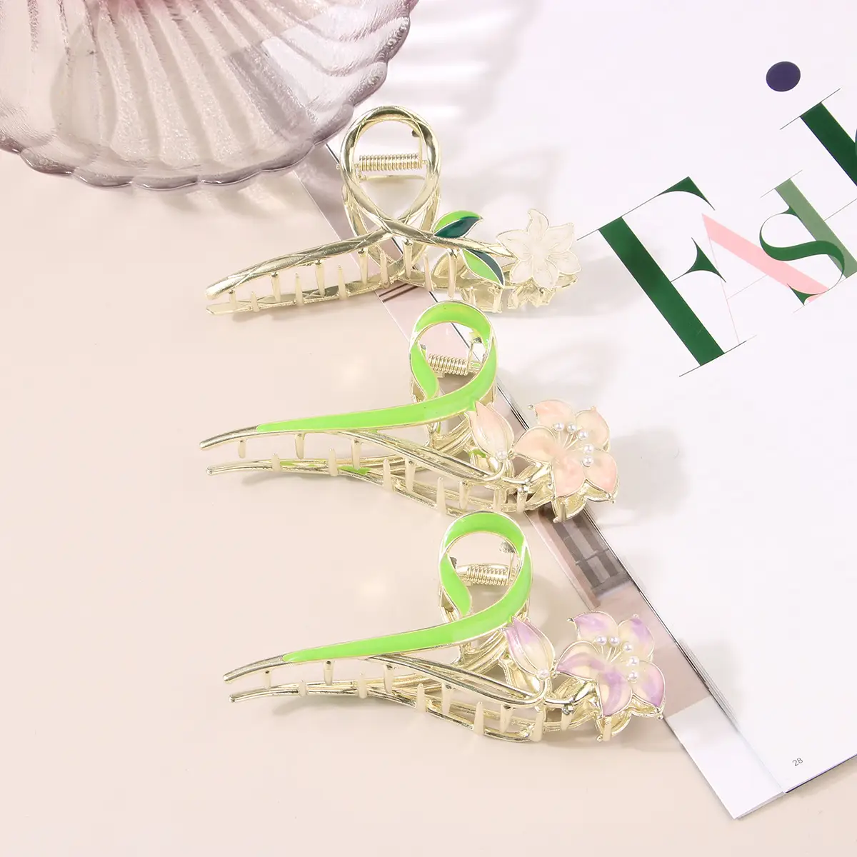 Korean Tulip Hair Clip Set Gold Alloy Women's Hair Accessories — feature 10