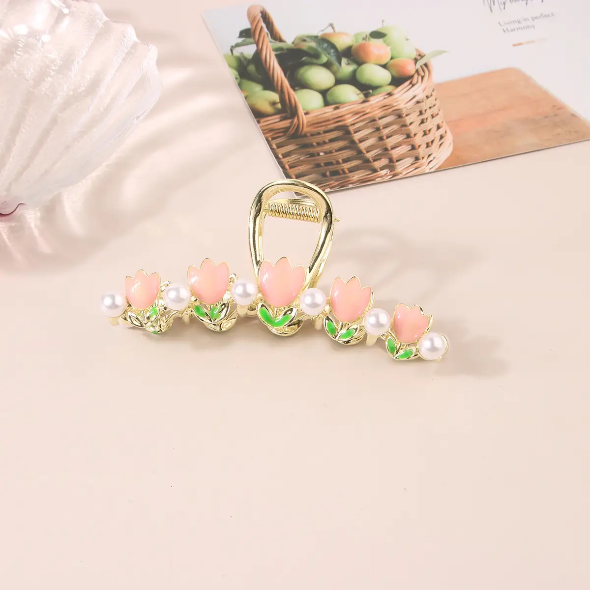 Korean Tulip Hair Clip Set Gold Alloy Women's Hair Accessories - Image 18
