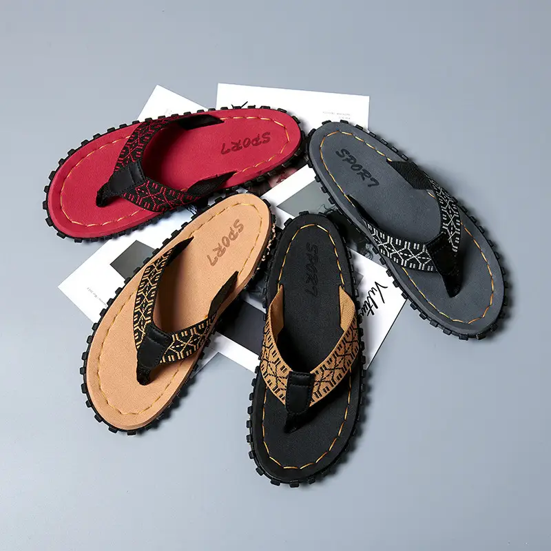 Men's Red Printed Flip Flops 2023 Summer - Image 8