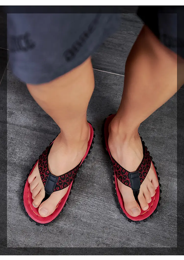 Men's Red Printed Flip Flops 2023 Summer — feature 10