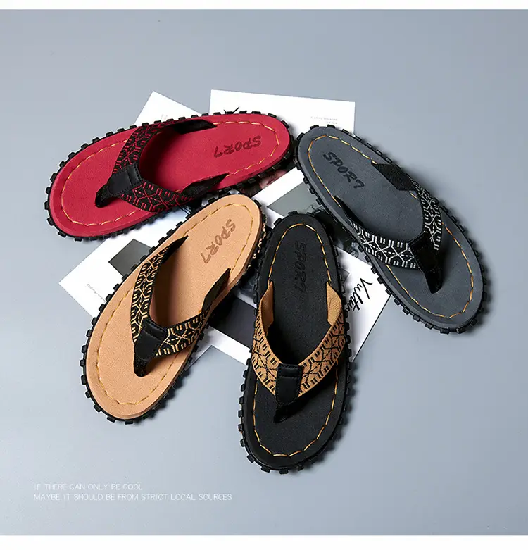 Men's Red Printed Flip Flops 2023 Summer — feature 3