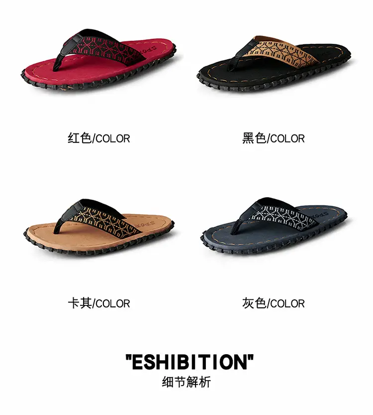Men's Red Printed Flip Flops 2023 Summer — feature 9