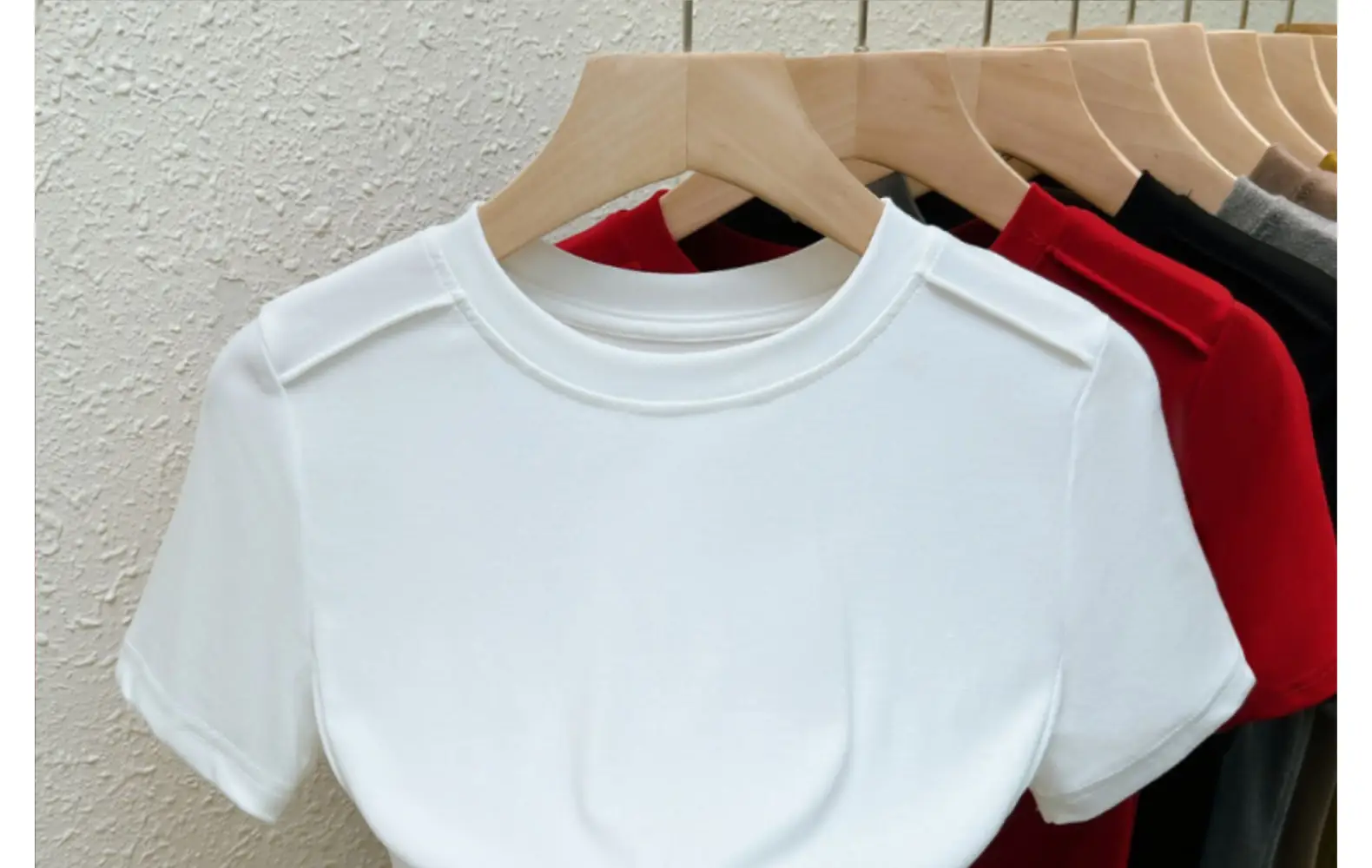 Women Summer T-Shirt Maroon Round Neck Slim Fit — feature 18