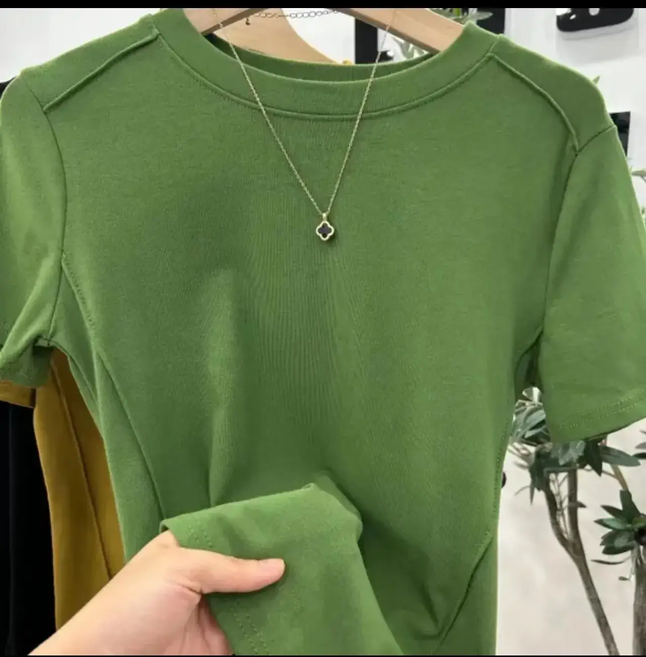 Women Summer T-Shirt Maroon Round Neck Slim Fit - Image 6