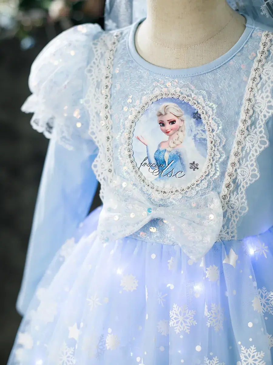 Pink Glitter Elsa Princess Dress for Girls