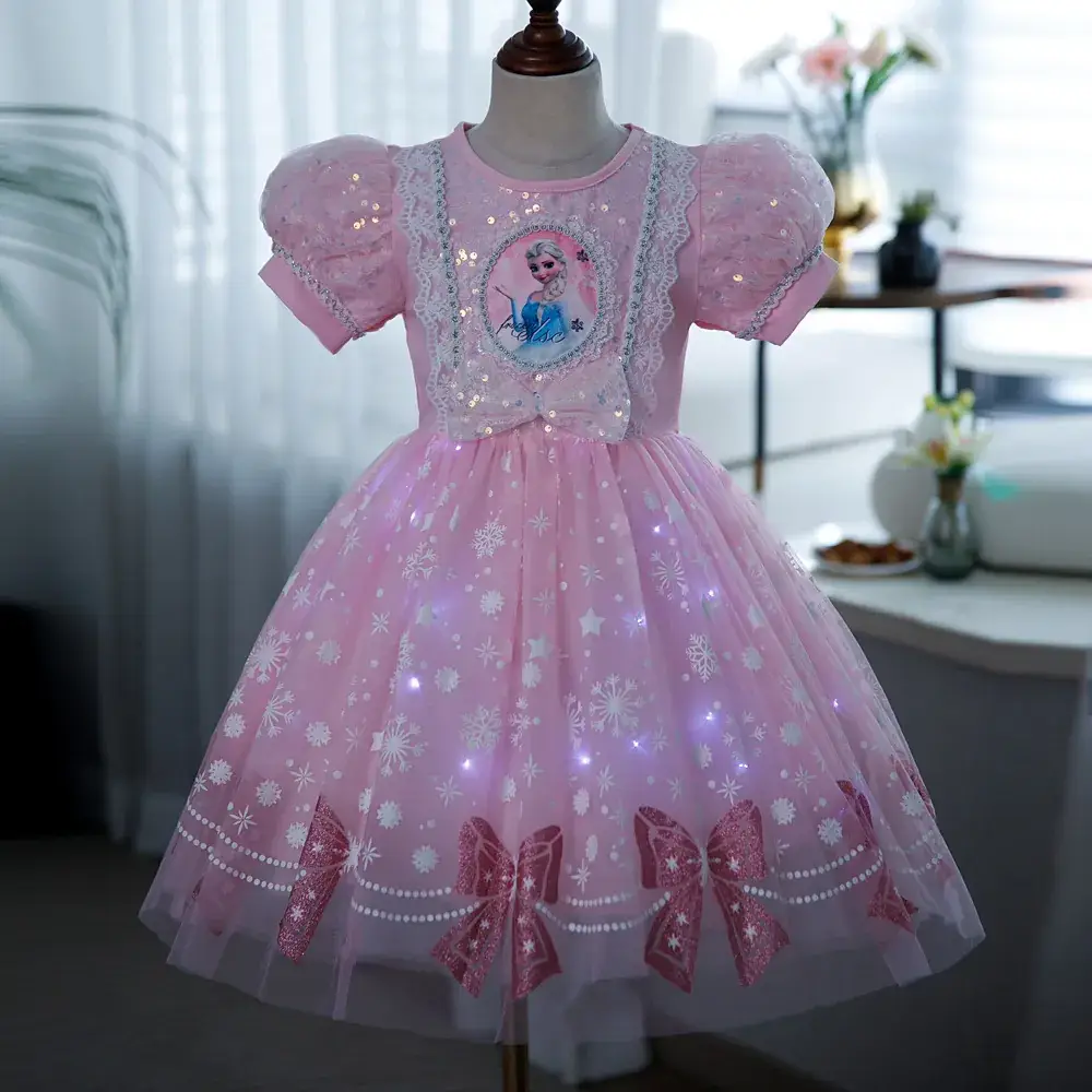 Pink Glitter Elsa Princess Dress for Girls — feature 10