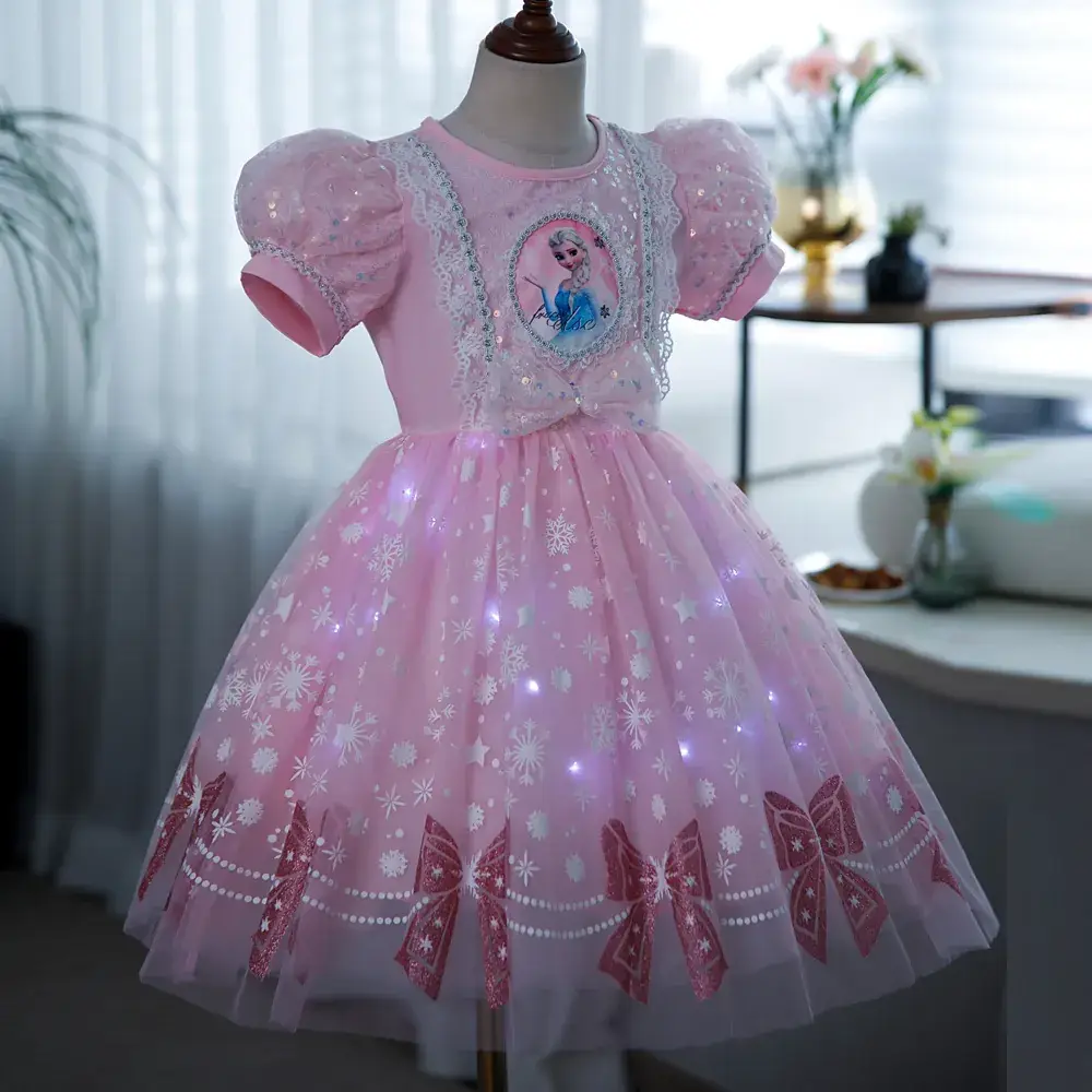Pink Glitter Elsa Princess Dress for Girls — feature 11