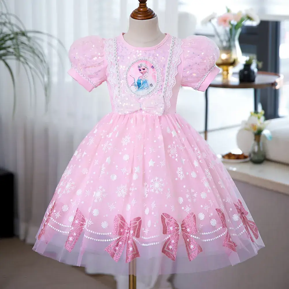 Pink Glitter Elsa Princess Dress for Girls — feature 12