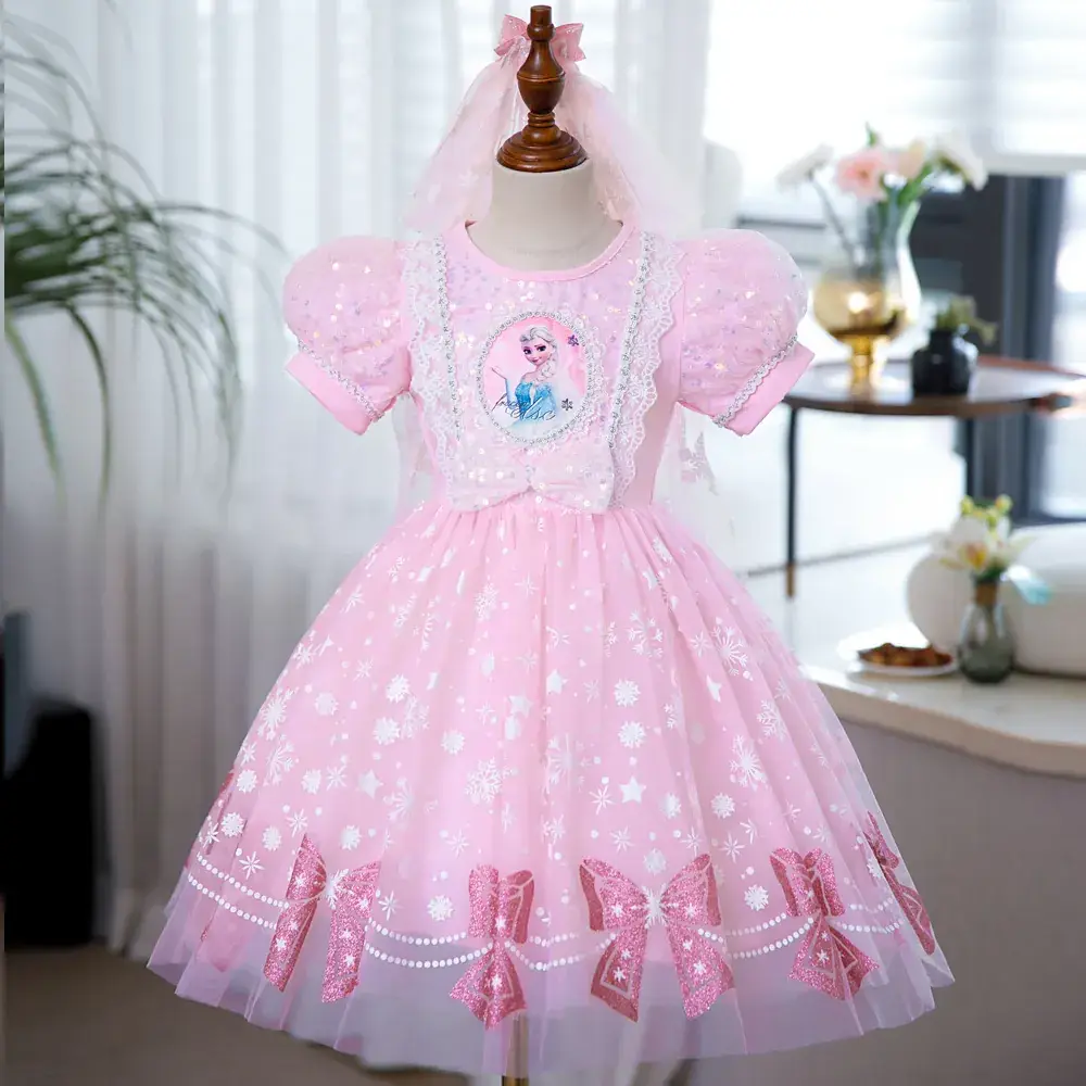 Pink Glitter Elsa Princess Dress for Girls — feature 16