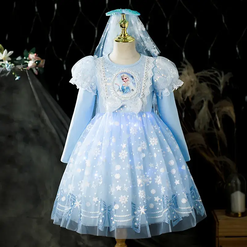 Pink Glitter Elsa Princess Dress for Girls — feature 17