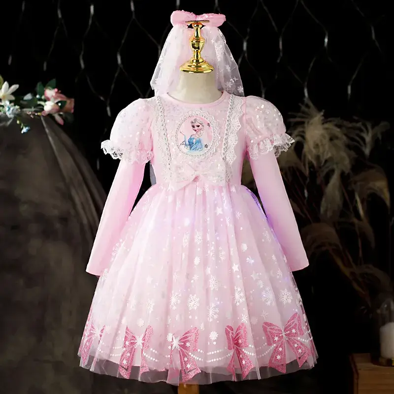 Pink Glitter Elsa Princess Dress for Girls — feature 21