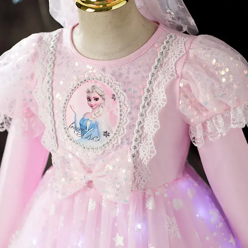 Pink Glitter Elsa Princess Dress for Girls — feature 22