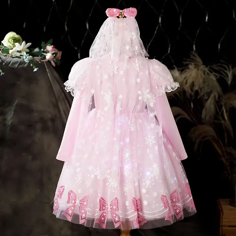 Pink Glitter Elsa Princess Dress for Girls — feature 23